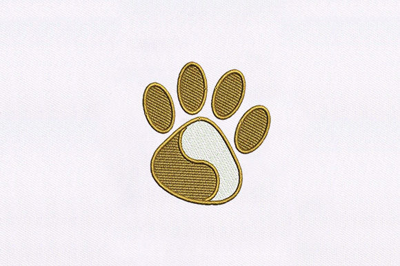 Brown White Animal Paw Embroidery