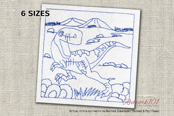 Velociraptor Walking on Grass Redwork: A Designer's Review